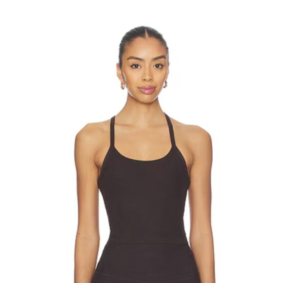 Spacedye Slim Racerback Cropped Tank Top - Dark Chocolate Heather - Picture 3 of 3